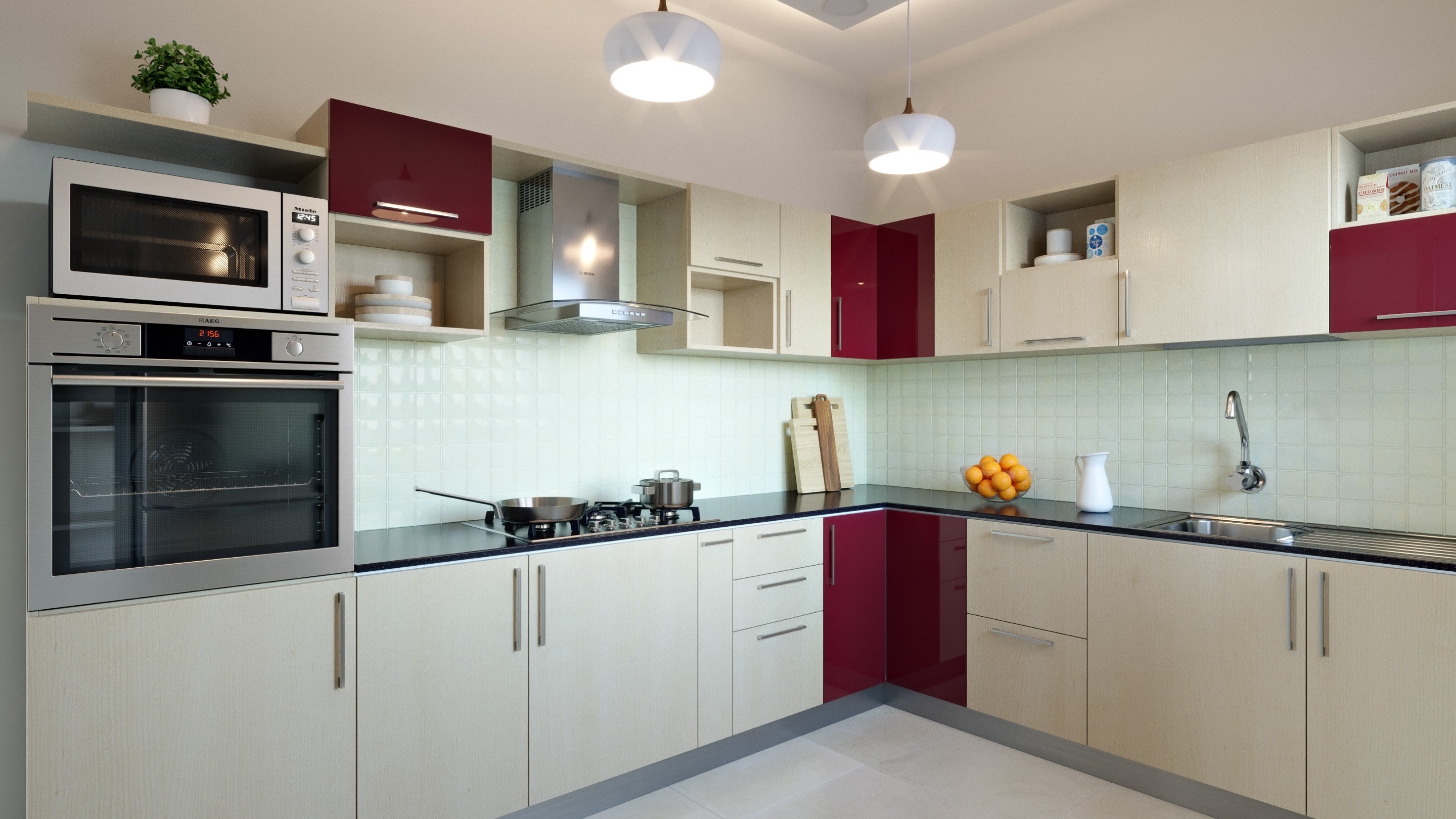 l shaped small modular kitchen design