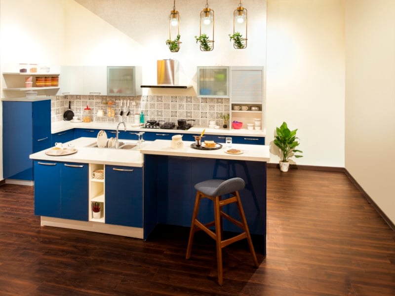 French Rendezvous L Shaped Modular Kitchen Design Idea | HomeLane