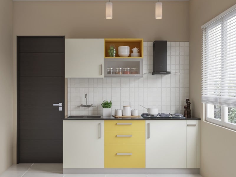 Smart Straight Small Modular Kitchen Design for Compact Homes | HomeLane