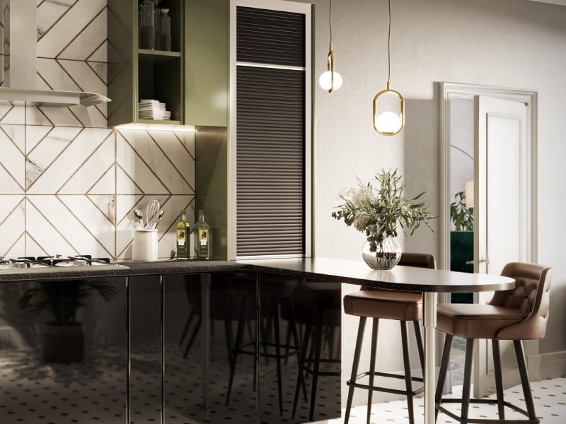 Chic Contrast Open-Plan Living Room Design | HomeLane
