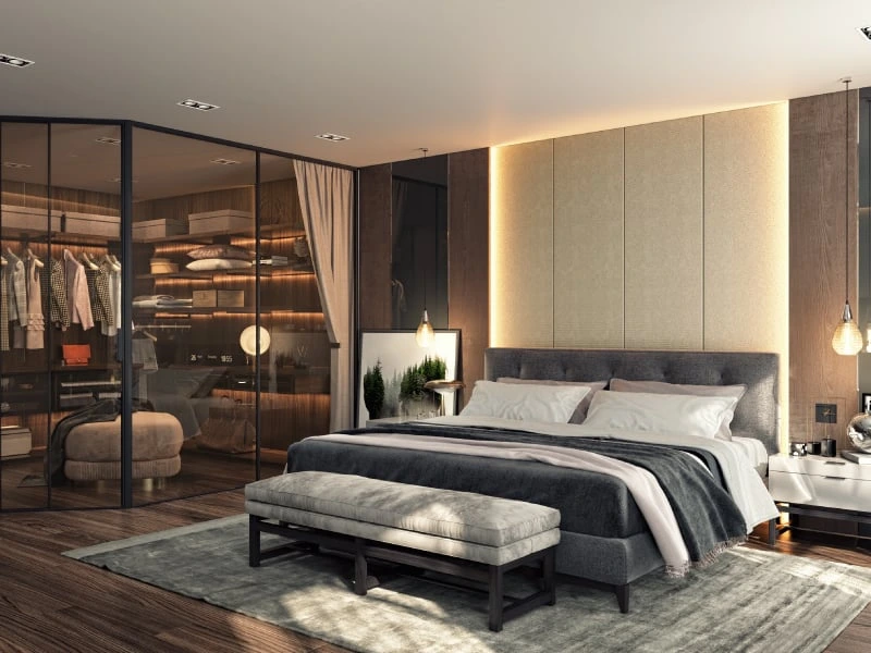 Chic Contrast Open-Plan Living Room Design | HomeLane