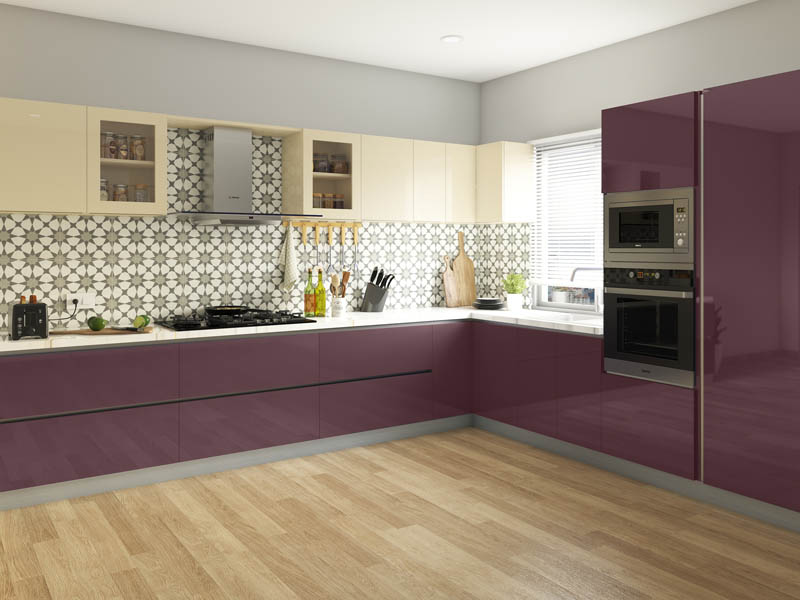 Passion Flower L-Shaped Modular Kitchen India | HomeLane