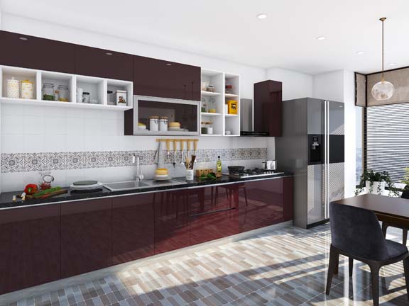 Purple Passion Straight Modular Kitchen India Homelane