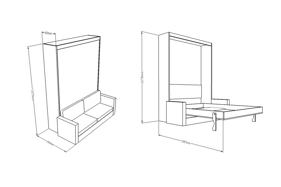 Wall Mounted Fold Out Sofa Sleeper Baci Living Room